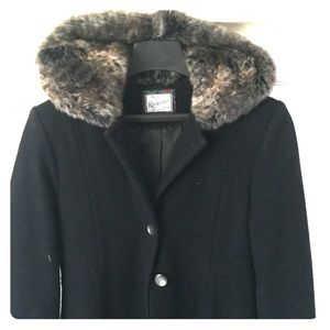 Girls wool dress coat with faux lined hood